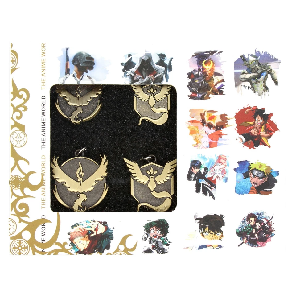 6 Pcs. Pkmn Necklace Set - POKEMON GO TEAM LOGOS GOLD New - Image 4 of 4