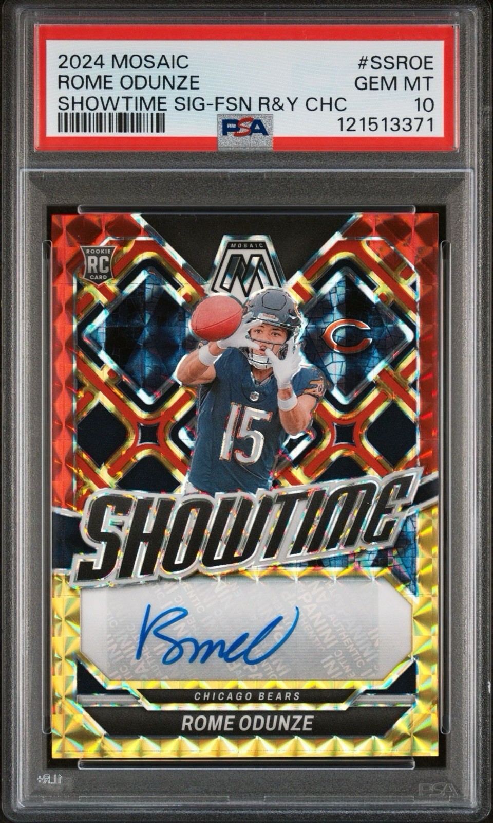 2024 Mosaic - Showtime Signatures Rome Odunze #SS-ROE Choice Fusion Red & Yellow