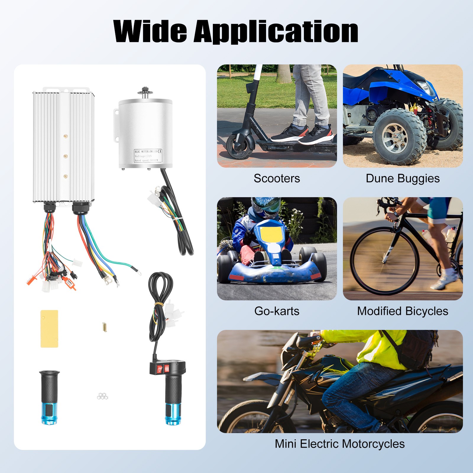 72V 3000W High-speed Brushless Motor Kit with Controller For Go Kart E-Scooter