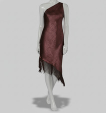 Adrianna by Adrianna Papell Women's Red One-Shoulder Fringe Hem Dress Size 12
