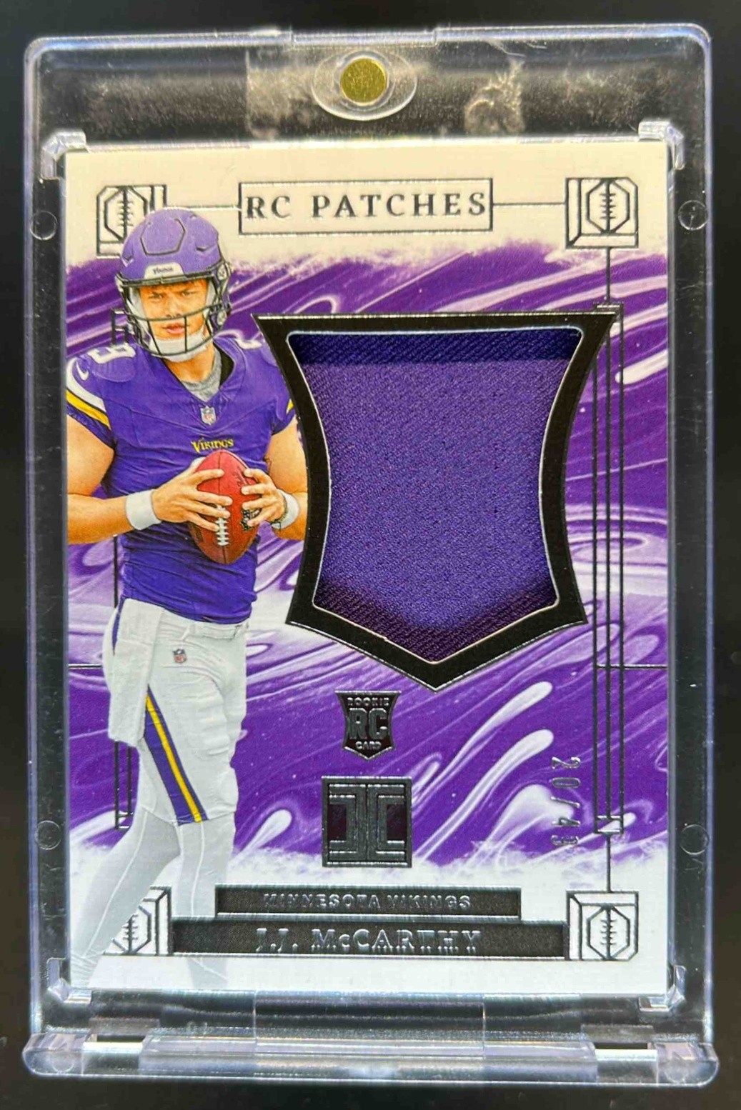 2024 Impeccable J.J. McCarthy RC Logo Patches Rookie #20/49 Vikings
