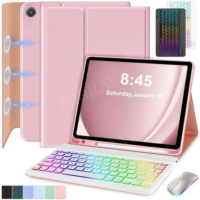 Für Samsung Galaxy Tab A9 Plus S11 S10 S9 FE QWERTZ Beleuchtete Tastatur Hülle