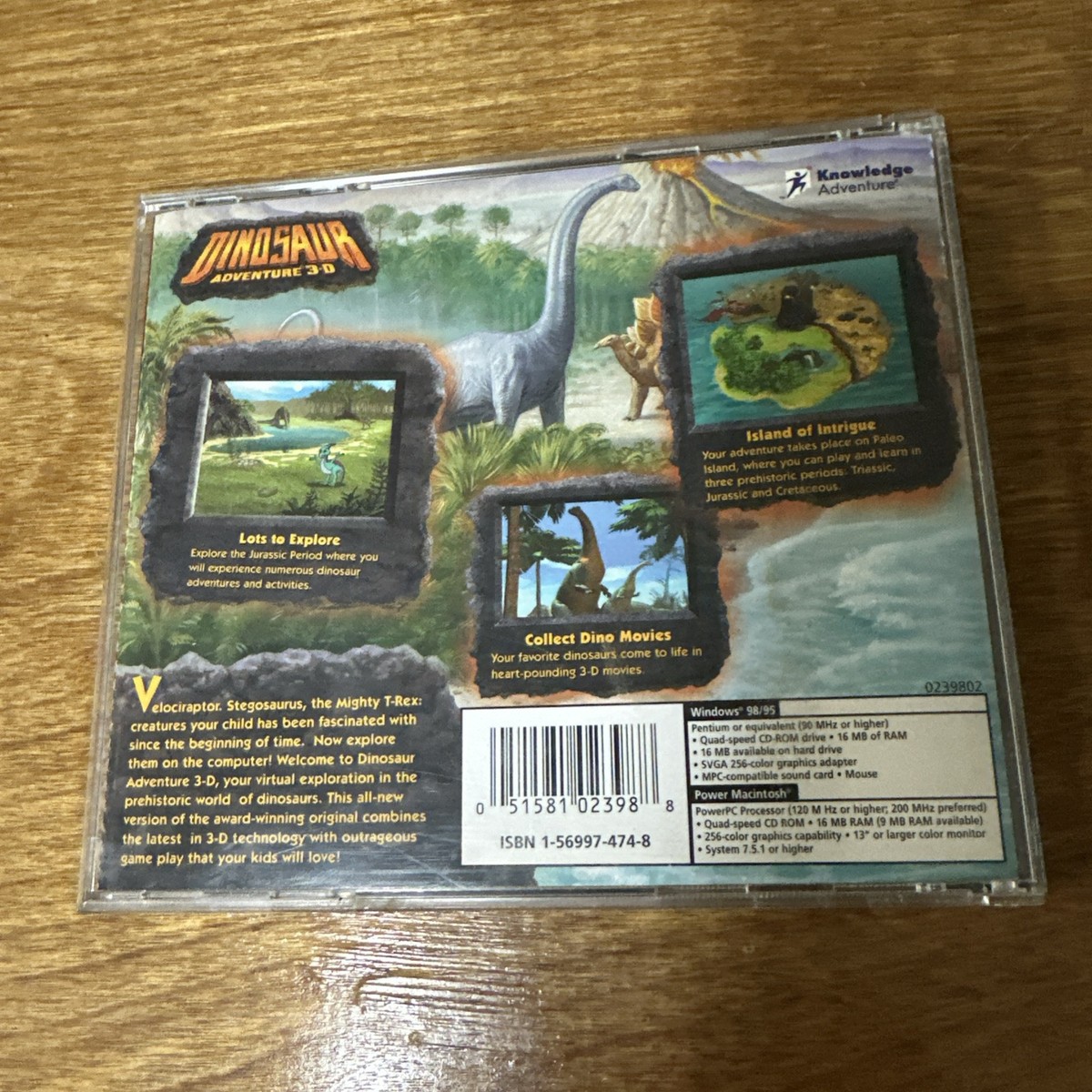 Dinosaur Adventure 3-D (PC, 1993) CD-Rom Ages 4-8 Knowledge