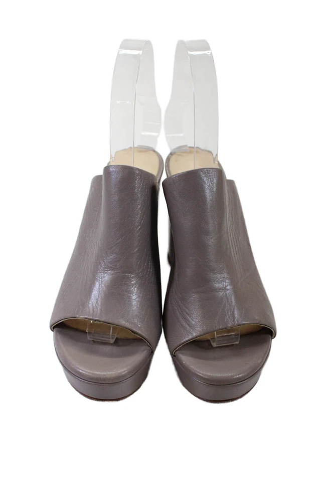 Tacones gruesos Barneys New York de cuero con punta abierta gris talla 36 Foto 2 de 4