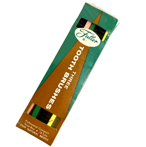 Fuller Tooth Brushes 3 pk #444 NEW OLD STOCK OPENED stiff natural bristle C