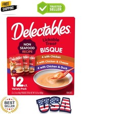 Delectables Bisque Non-Seafood Lickable Wet Cat Treats, Variety Pack, 12 Coun...