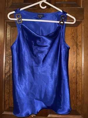 Nicole Miller Blue Satin Metal Accent Camisole Sleeveless Women's Tank Size S