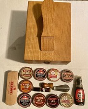 Vintage Griffin Shinemaster Wood Shoe Shine Box Kit w/ Supplies Brushes Polish