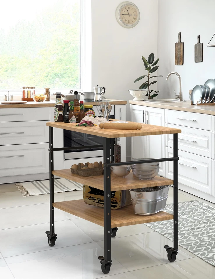 Carro de almacenamiento de cocina carro de almacenamiento de 3 niveles móvil utilitario ruedas universales Foto 4 de 4