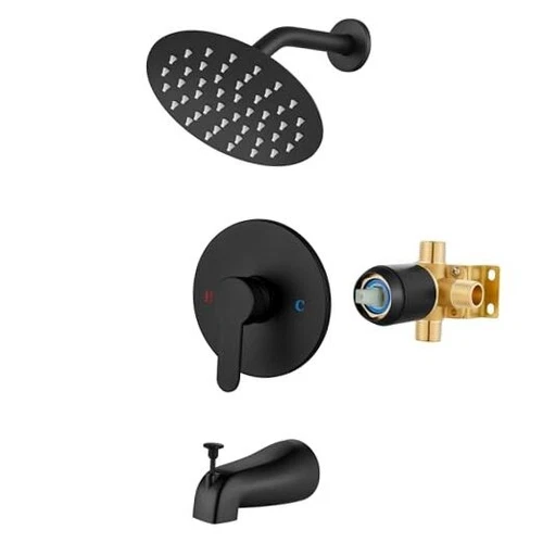  Shower Faucet Set with Tub Spout Bathtub Faucet Kit Shower Tub Matte Black