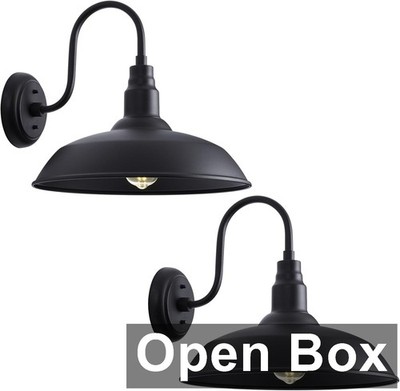 GOALPLUS 2 Pack, 16'' Gooseneck Light Fixture for Barn Door, Black open box