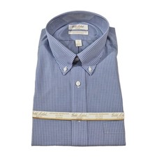 Roundtree Yorke Gold Label Men's Shirt Size 17 33 Blue Plaid Full Fit Poplin 61