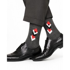 VTG 1940s Mens Dress Socks NOS Atomic Gray Rayon Blend Intarsia Lot 2