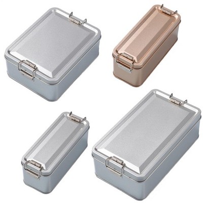 Tinplate Box Metal Storage Tins Tea Container Rectangular W/ Lids Cookie Contain