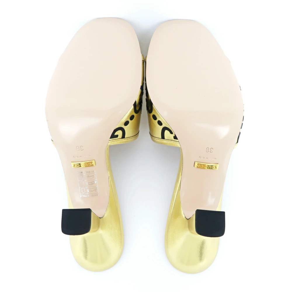 GUCCI Adidas Collaboration Sandals GBlack 722445 Size 38 Mule Heel Logo Ladies W thumbnail 8