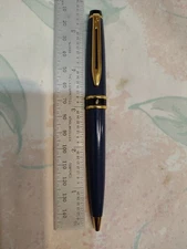waterman Expert Blue Plastic & Metal Ball Point Pen France Made 