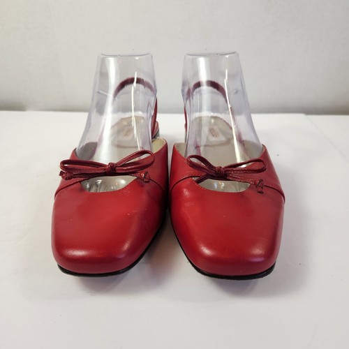 Talbots Womens Leather Slingback Shoe Sz 7.5 W Wide Red Closed Toe Dress Sandals - Picture 14 of 21