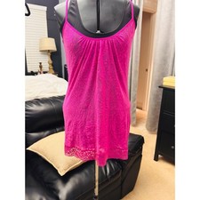 Betsey Johnson Intimates Pink Lace Chemise Slip Dress L Teddy Nightgown Y2K