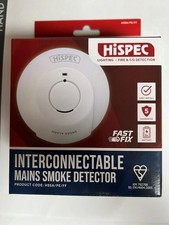 Hispec Mains Smoke Alarm Interlinked Connectable 240V - with 9V Battery Back Up
