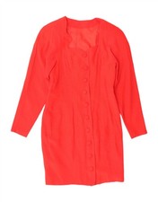 VINTAGE Womens Long Sleeve Sheath Dress IT 36 XS Red Viscose AY06