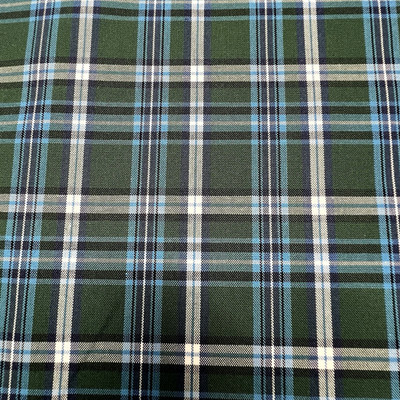 Green Plaid Check Poplin P/C Uniform 5.5oz Fabric 61'' W Lot of  3 Yards for $15