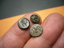 Lot drei griechische Bronzemünzen (4. Century BC) u.a. Rhodos, Kyme (CA6881)