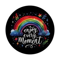 Regenbogen Magnet Rund Mit Spruch Enjoy Every Moment