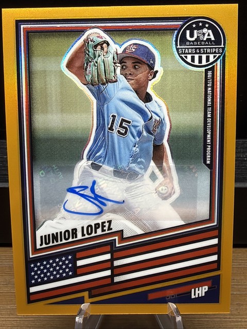 JUNIOR LOPEZ 2026 Panini USA Stars & Stripes #150 GOLD Prizm AUTO /10