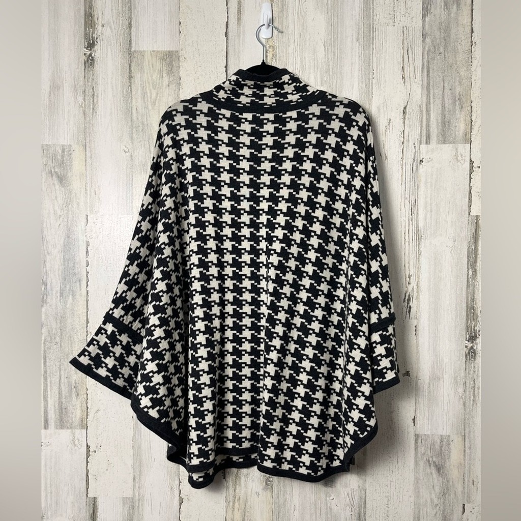 Pendleton Plus Merino Wool houndstooth Poncho One… - image 3