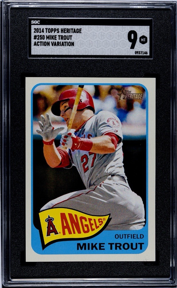 2014 Topps Heritage Action Variation SP Mike Trout #250 SGC 9