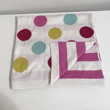 Baby Boden Reversible Polka Dot Striped Baby Blanket Lambswool Angora Cashmere