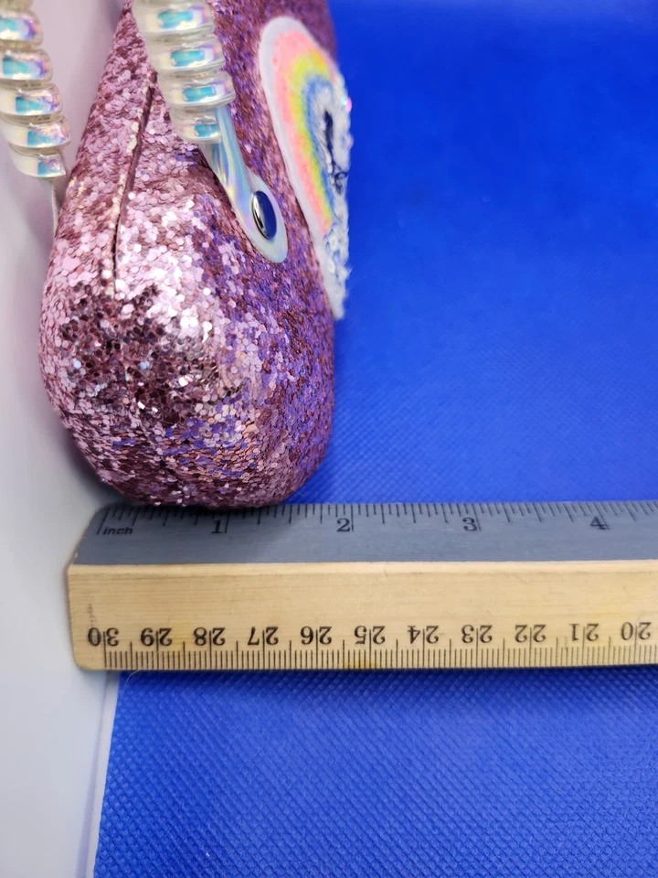 Pink Glitter Hard Sunglasses Case with Handle, Rainbow pattern Kids/School - Image 4 of 4