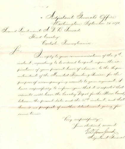 1869, Fort Bascom, N,M. Territory, three orders, Generals signed, 3rd ...