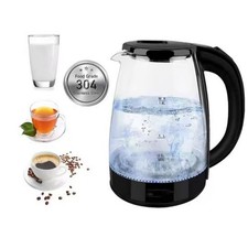 2L Electric Kettle Fast Boil Quiet Glass Kettle 360 Blue LED Boil-Dry Protection
