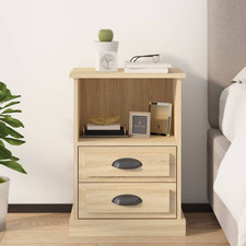 Nachtschrank Sonoma Eiche 43x36x60cm Ingenieurholz 2 Schubladen 1 Einlegeboden kompakt