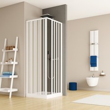 Box Doccia Angolo Soffietto Bianco Carmen AC Altezza cm 185 PVC e Maniglia