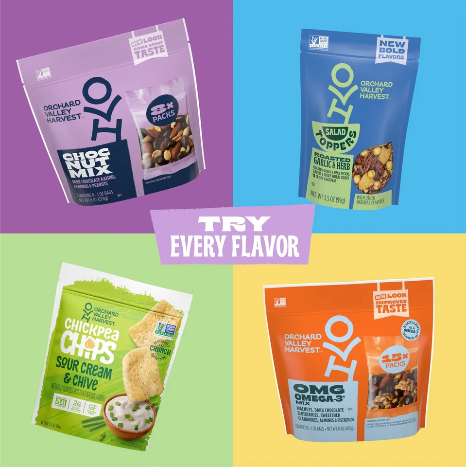 Orchard Valley Harvest Chocolate Pasas Nuez Trail Mezcla Paquete de 8 Snacks Saludables Foto 3 de 4