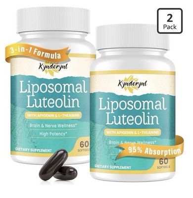 2 Pack Kynderynl Liposomal Luteolin 200mg Supplement Brain Nerve Wellness