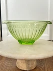 Rare 9” Vintage Hazel Atlas Vaseline Uranium Green Depression Glass Mixing Bowl