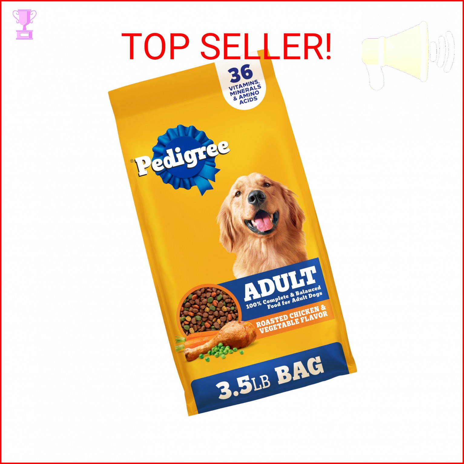 Pedigree Adult Dry Dog Food, Complete Nutrition, Roasted Chi
