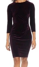 Eliza J Velvet Burgandy Wine Sheath Dress Gathered Waist Valentines Day Size 6