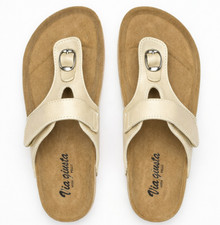 Womens Genuine Leather Sandals Comfort Flat Summer Casual Buckle Sliders Shoes
