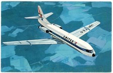 Sud Aviation Caravelle Jet Airplane vintage United Airlines postcard