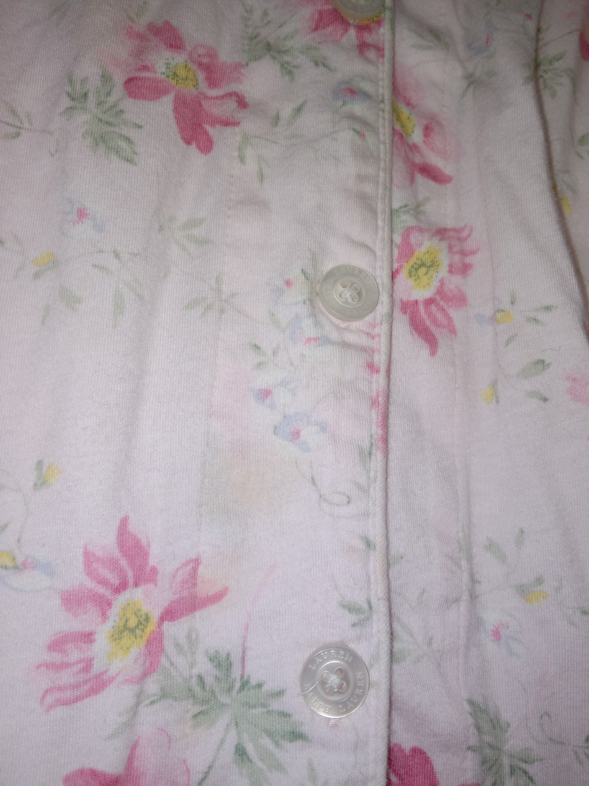 Lauren Ralph Lauren Pajama Top Nightgown Womens L Pink Shabby Chic Monogram image 8