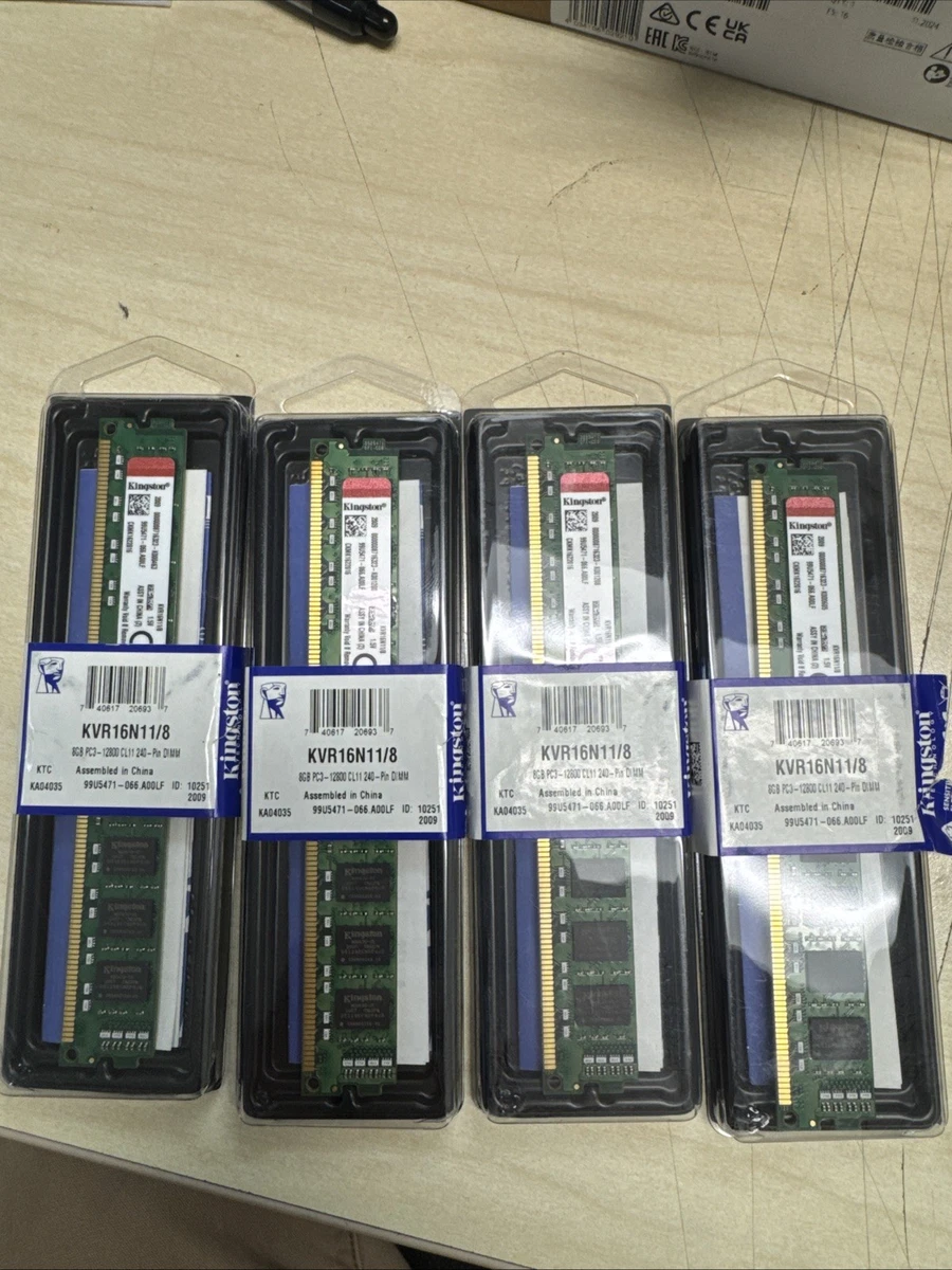 Kingston 32 Go (4x 8 Go) DDR3-1600 PC3-12800U KVR16N11H/8 2Rx8 1,5 V PC RAM