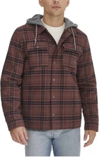 Levi's Men's Plaid Sherpa Lined Hooded Shirt Jacket Size L