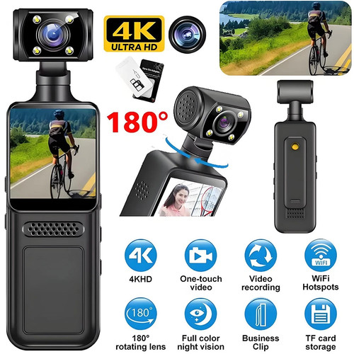 4K HD Pocket Action Camera 180° Rotation WiFi Vlog Camera Handheld Sports DV Cam
