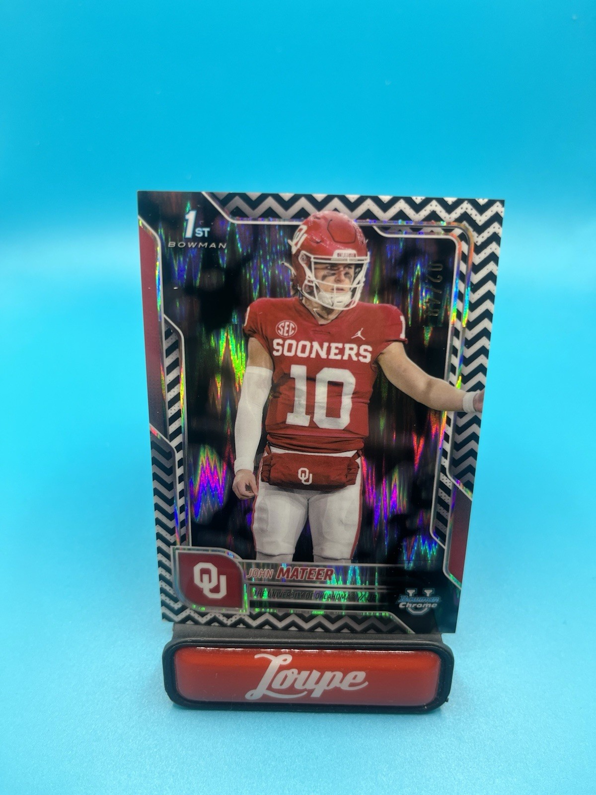 John Mateer 2025 Bowman Chrome University 1st Black & White Stealth /48 Oklahoma