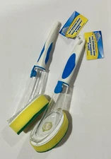 Set of 2 Scrub Buddies Holds Soap Liquid Dispensing Sponge Brush Soft Grip 