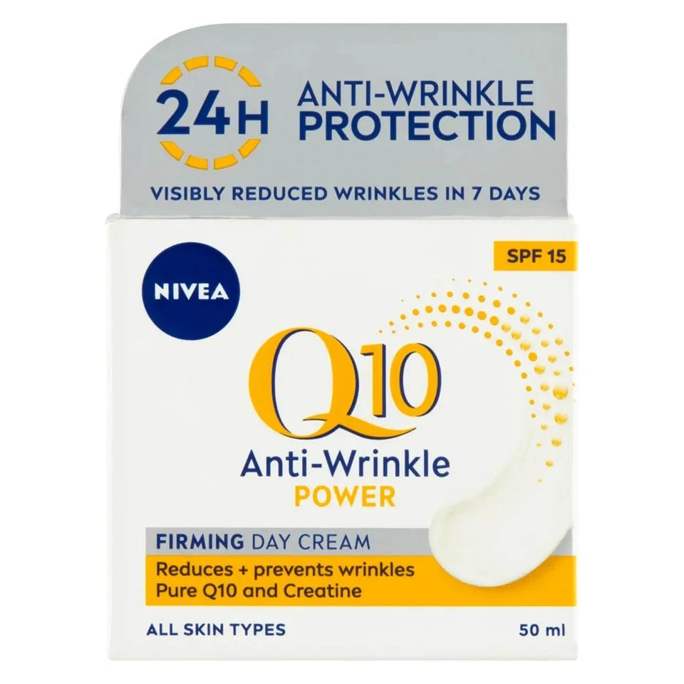 Crema facial reafirmante antiarrugas NIVEA Q10 Power FPS15 para todo tipo de piel x4 Foto 2 de 4